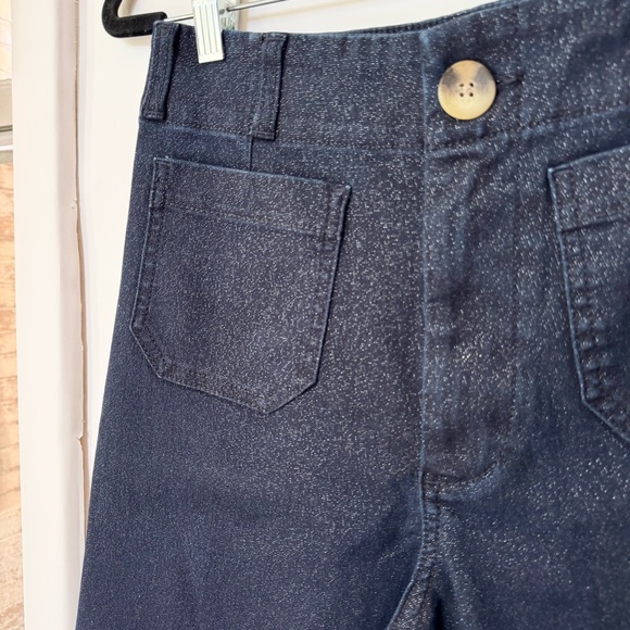NWT Anthropologie The Colette Sparkle Crop Wide-Leg Jeans Dark Wash Blue 27 - Picture 11 of 13